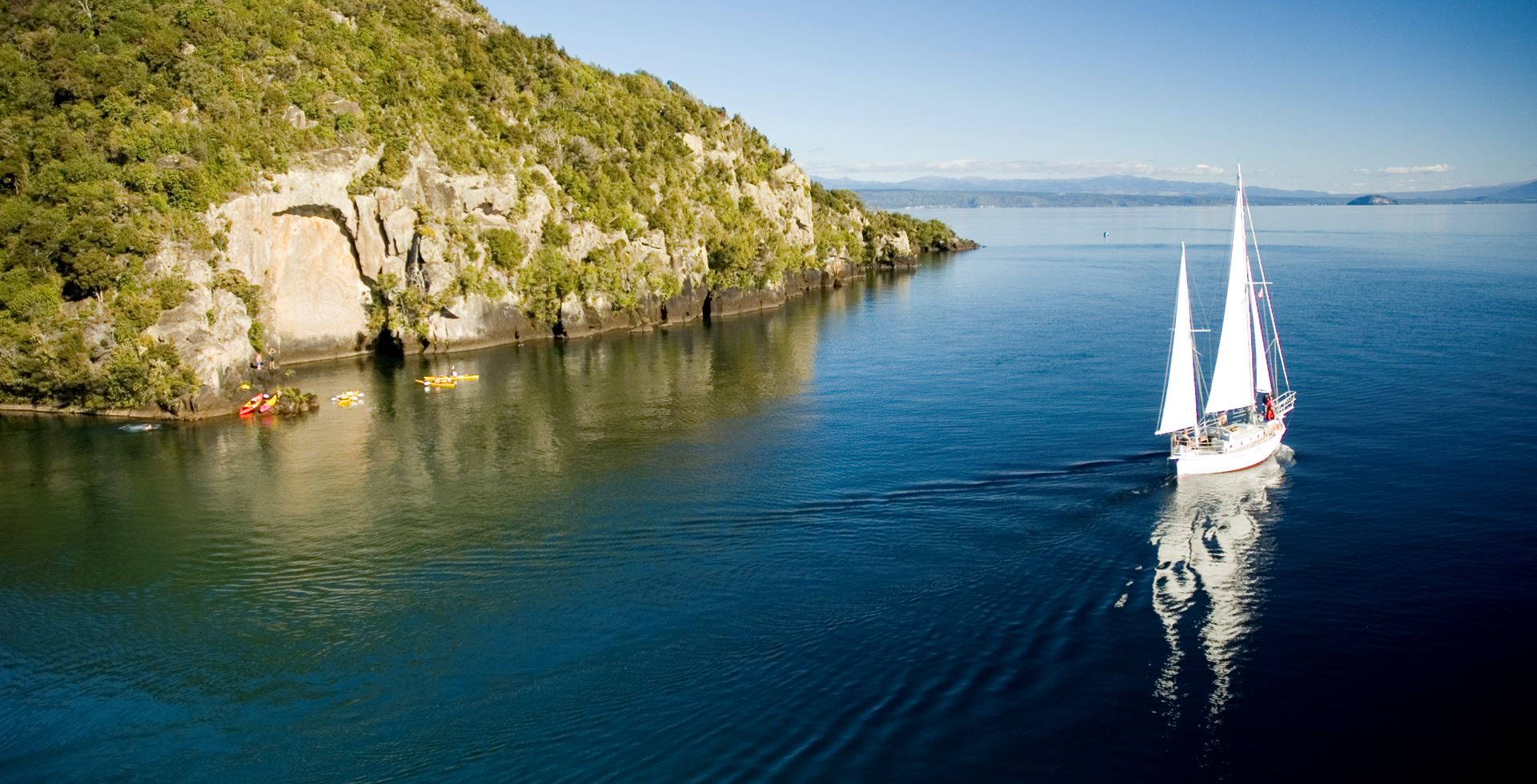 Lake Taupo Yacht Cruise Maori Rock Carvings Sail Barbary